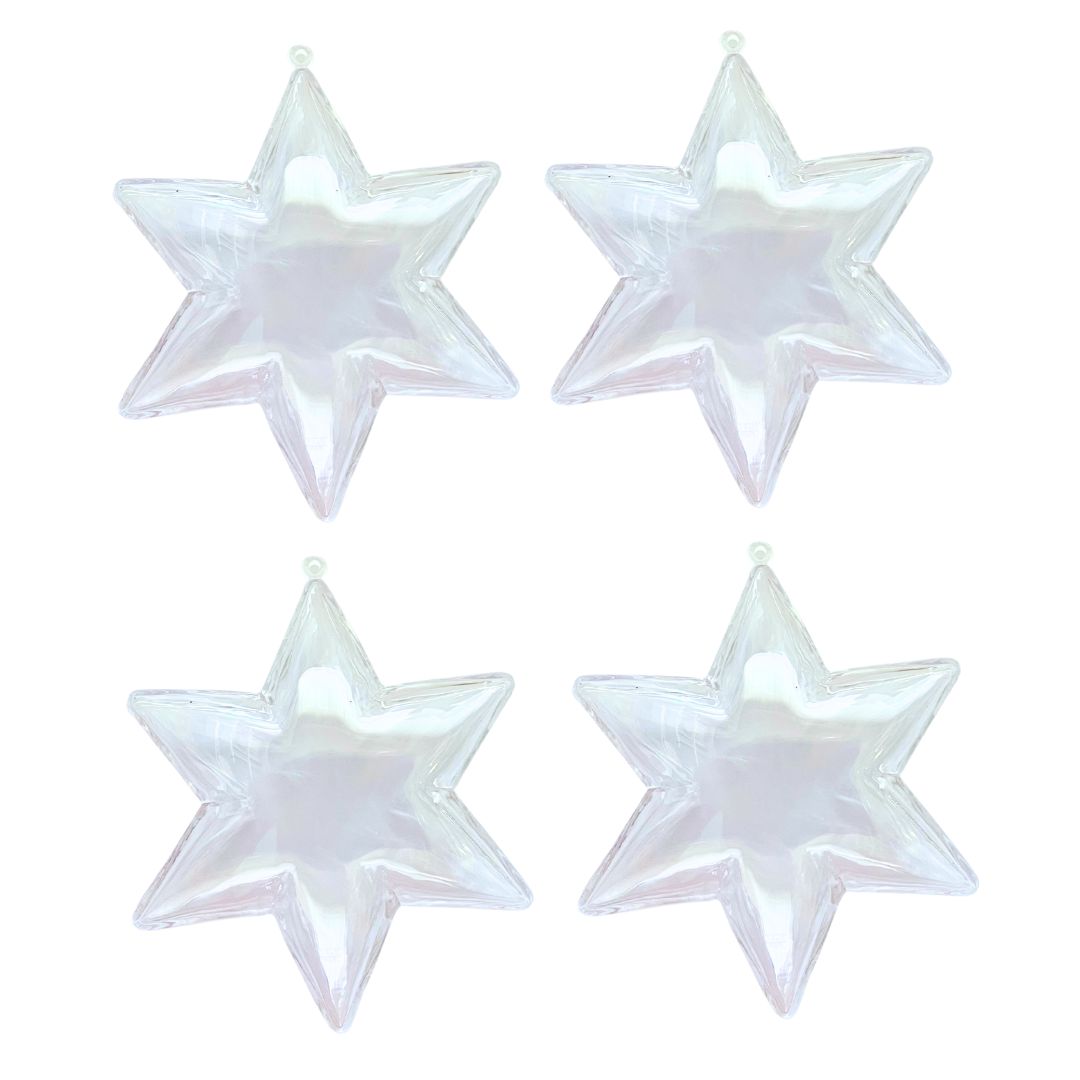 10cm, 6 Pointed Star Fillable Bauble Acrylic Ornaments