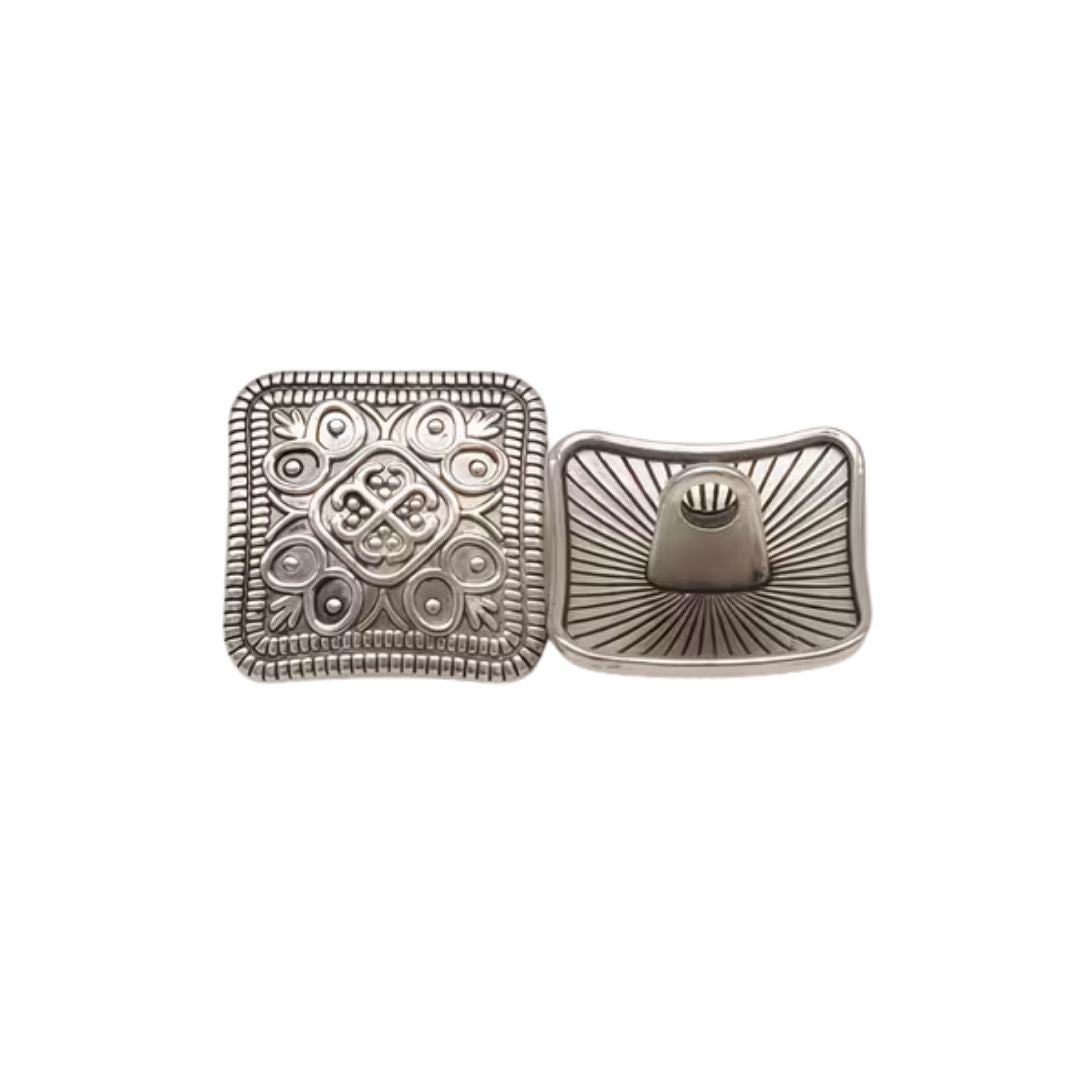 13mm Square Metal Coat Button Antique Silver