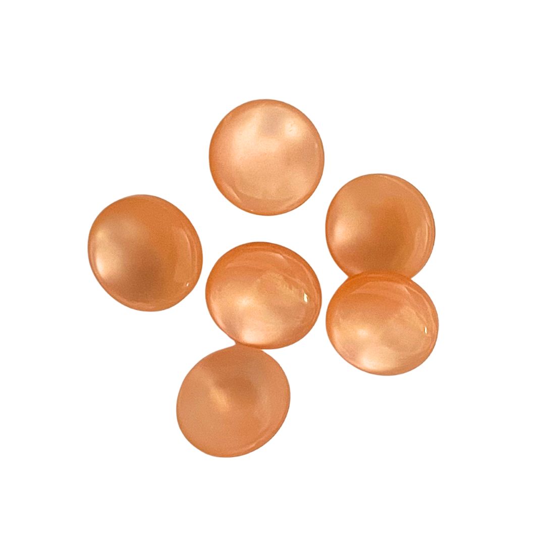 14mm Button with Shank, Pearl look, Peach, set of 6