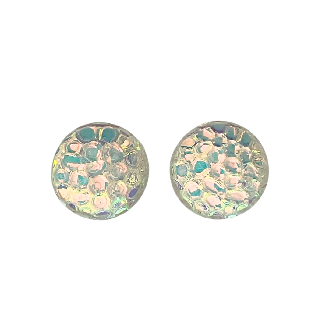 15mm Round x 8mm high Dome Glass Cabochon Metallic Bubbles