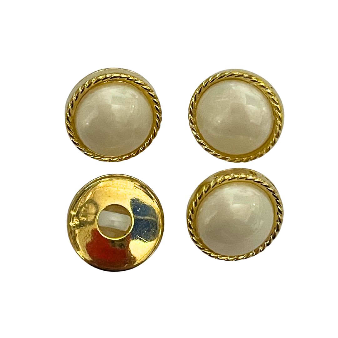 15mm Pearl look with gold surround, button with shank, set of 4