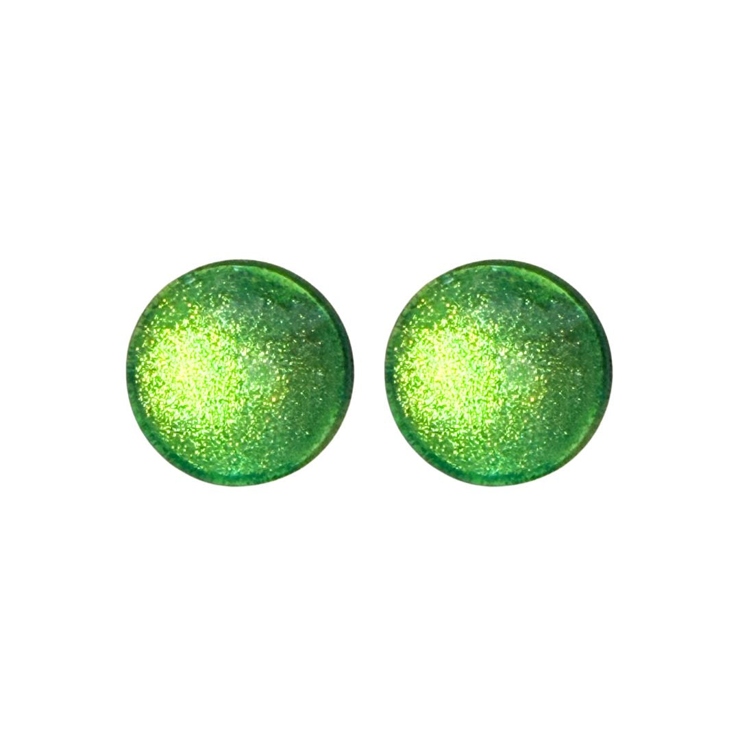 16mm Hand Painted Round Domed Glass Cabochon Light Green