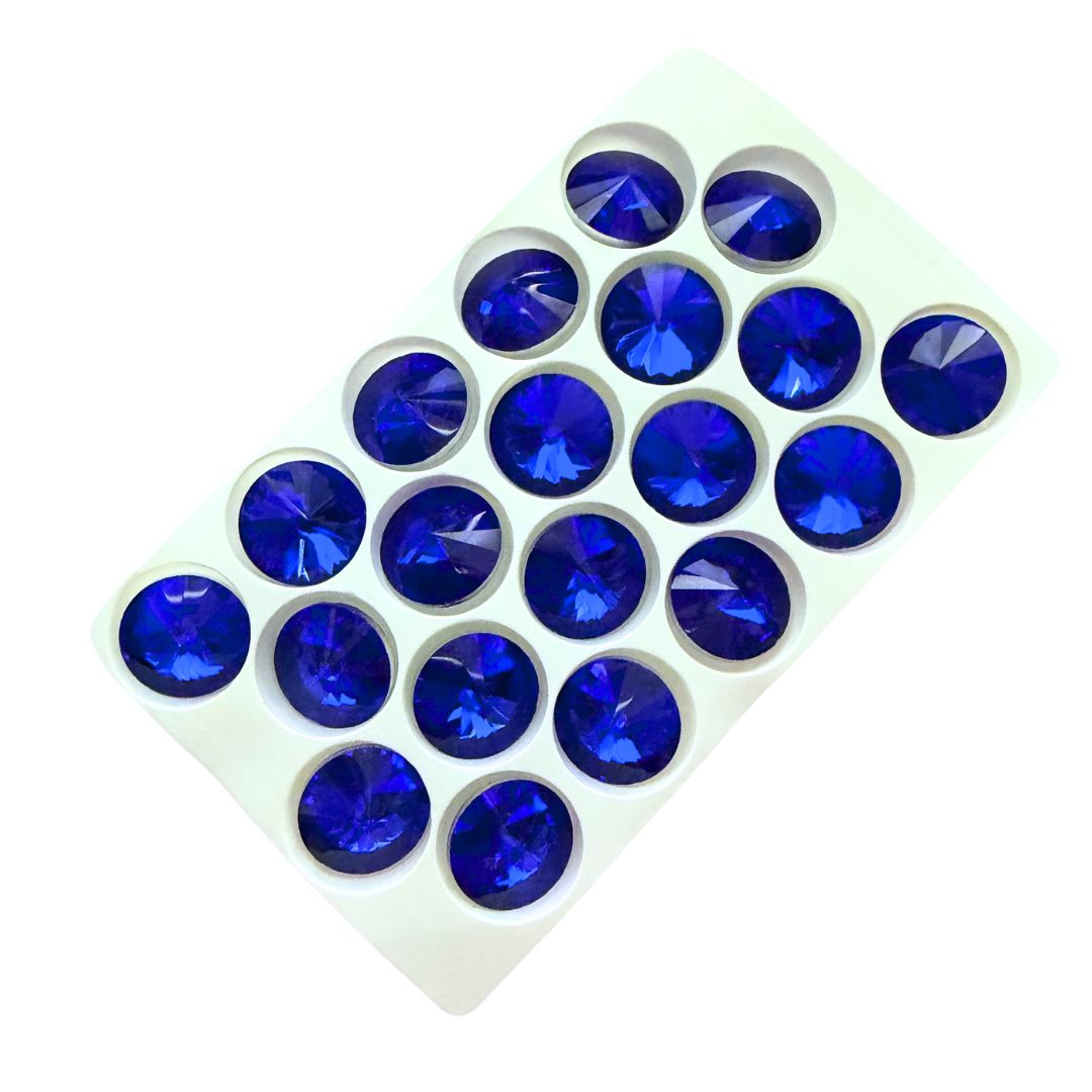18mm Cobalt Rivoli, pointed Back stones