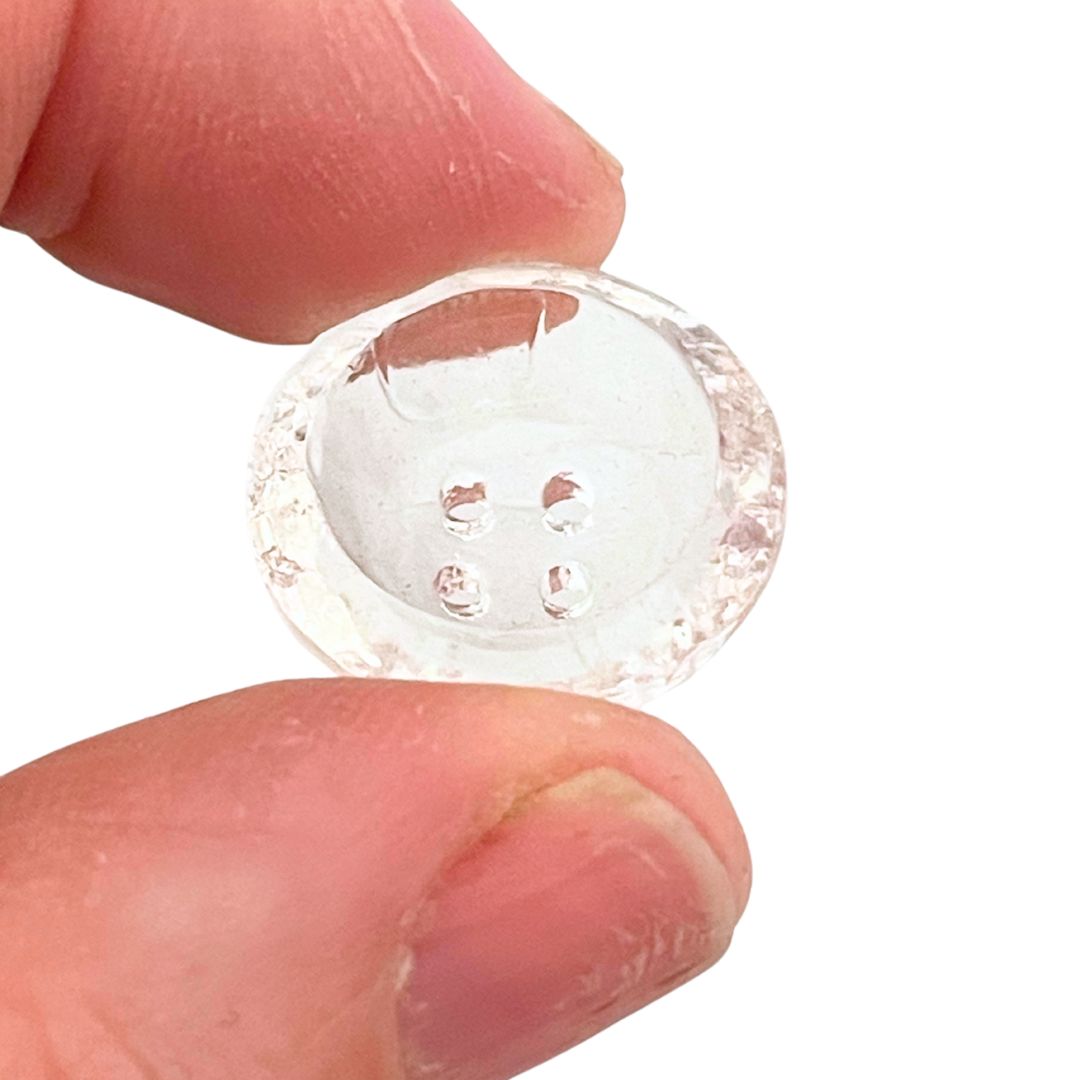 18mm Round Clear Glass Button, Dome shape, pack of 2