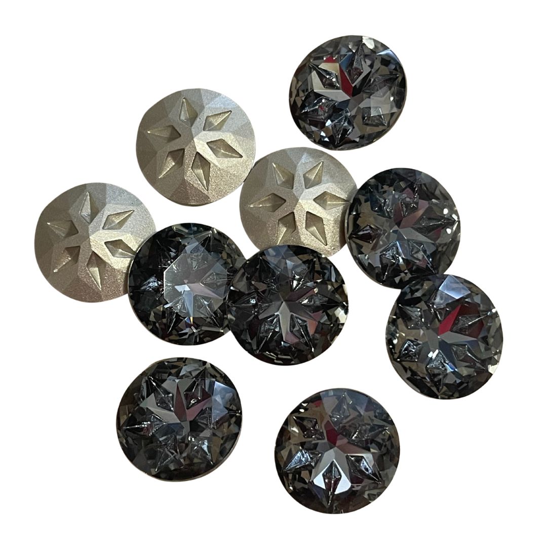 18mm Round Meteorite Crystal Rhinestone Black Diamond