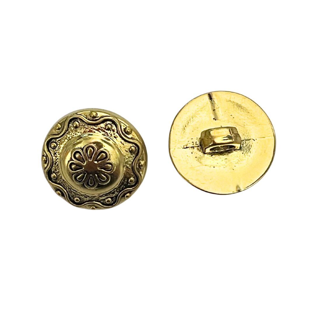 18mm Gold Look Button with Shank, Flower, pack of 2