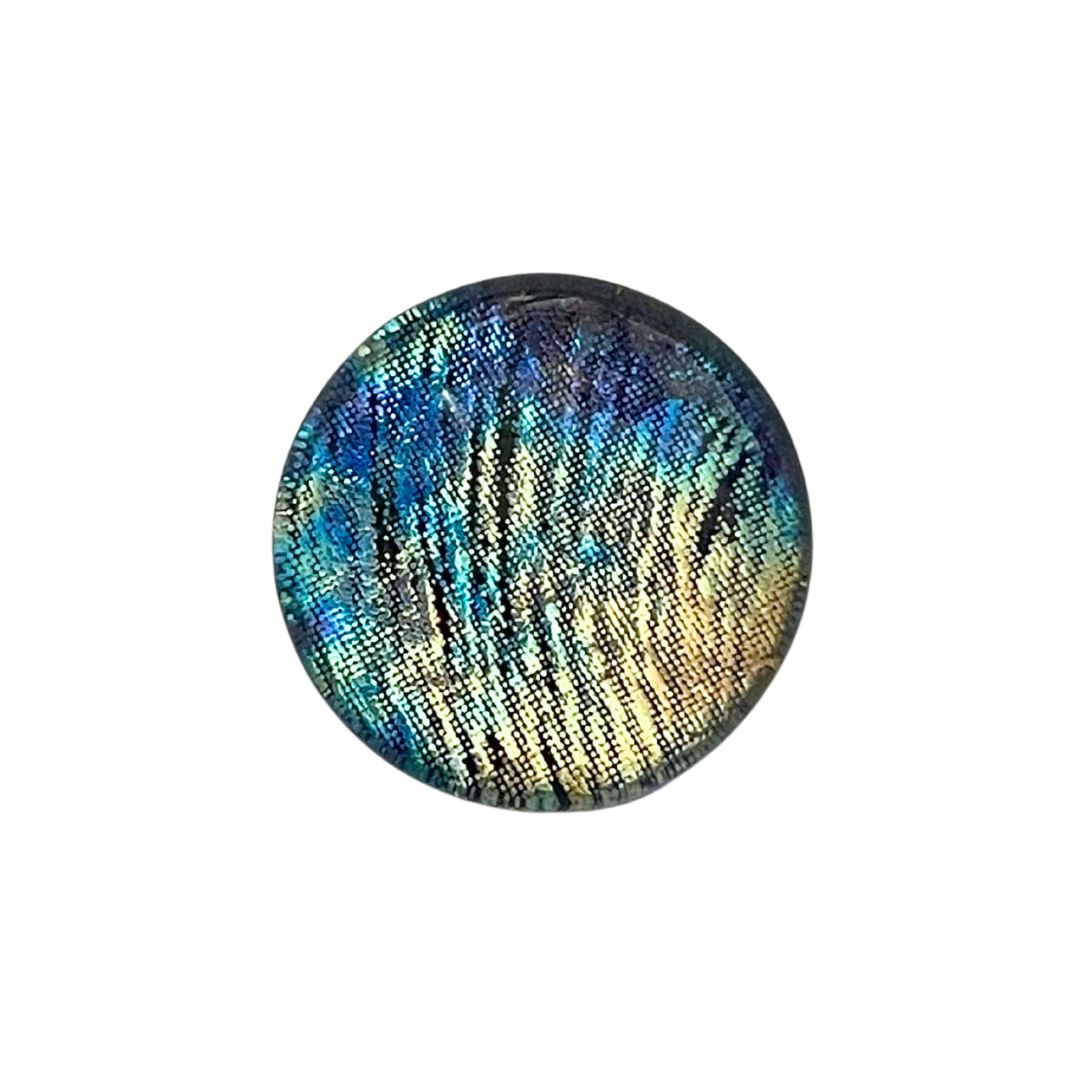 20mm Round Domed Glass Cabochon Metallic Rainbow