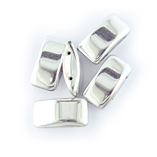 2 Hole Carrier Beads 9x17mm Czech Silver