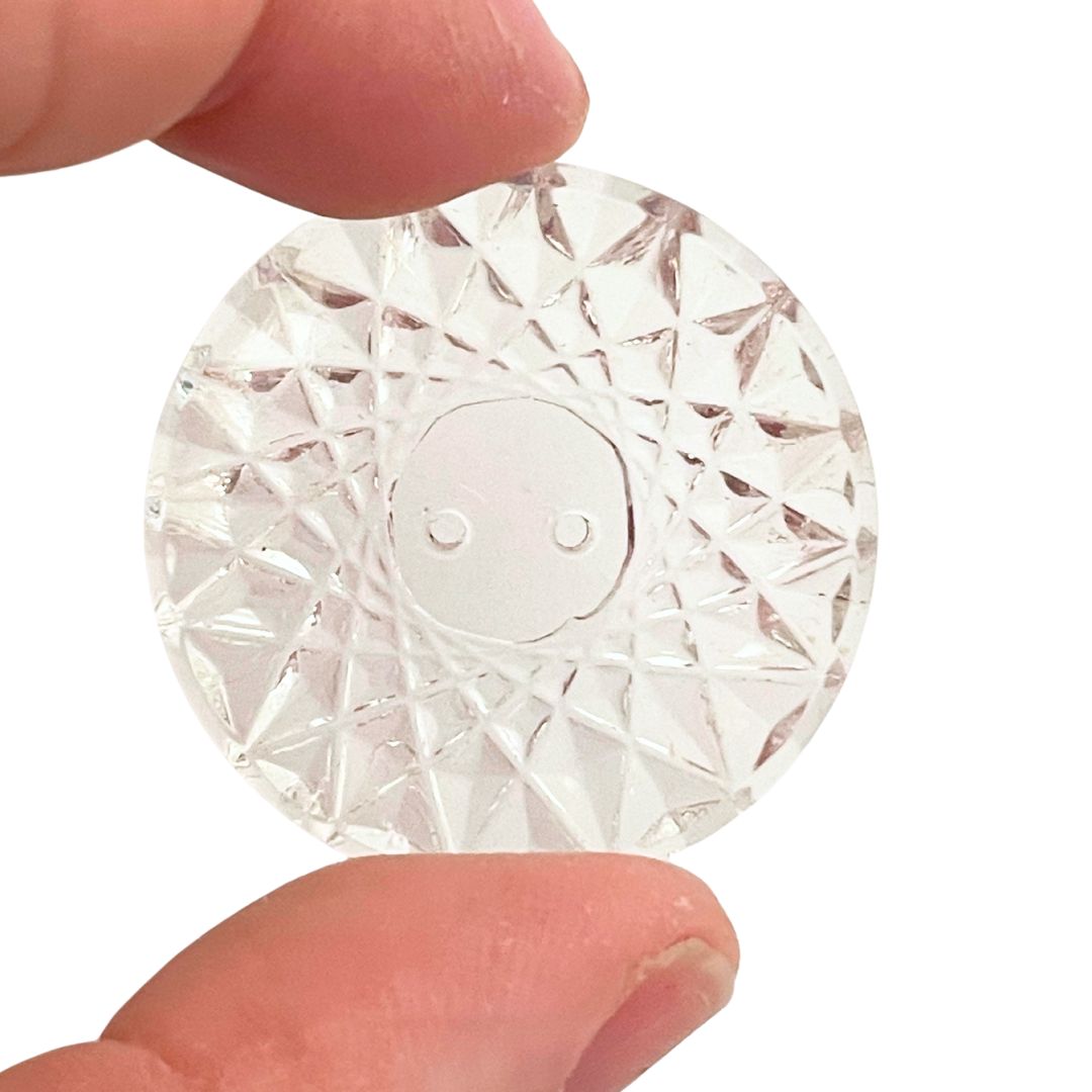 30mm Round Clear Glass Button, Crystal look, pack of 1