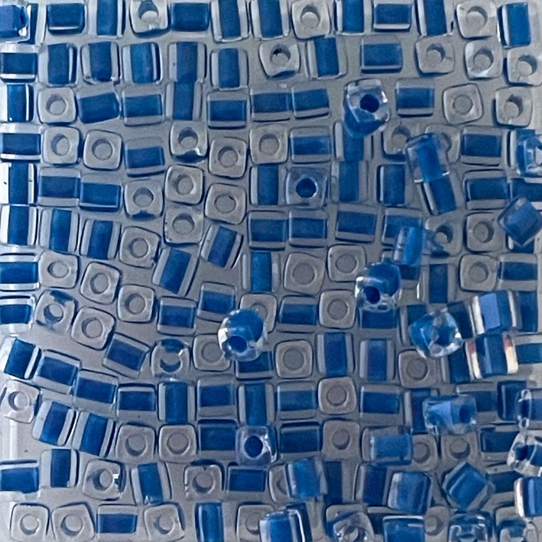 3mm Miyuki Cube Bead Colour Lined Blue Crystal