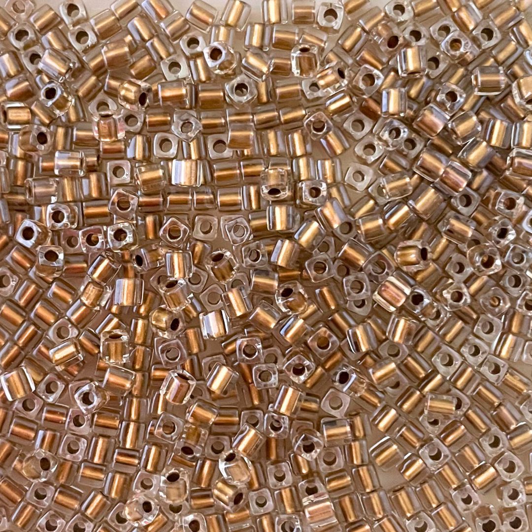 3mm Miyuki Cube Bead Colour Lined Gold Crystal