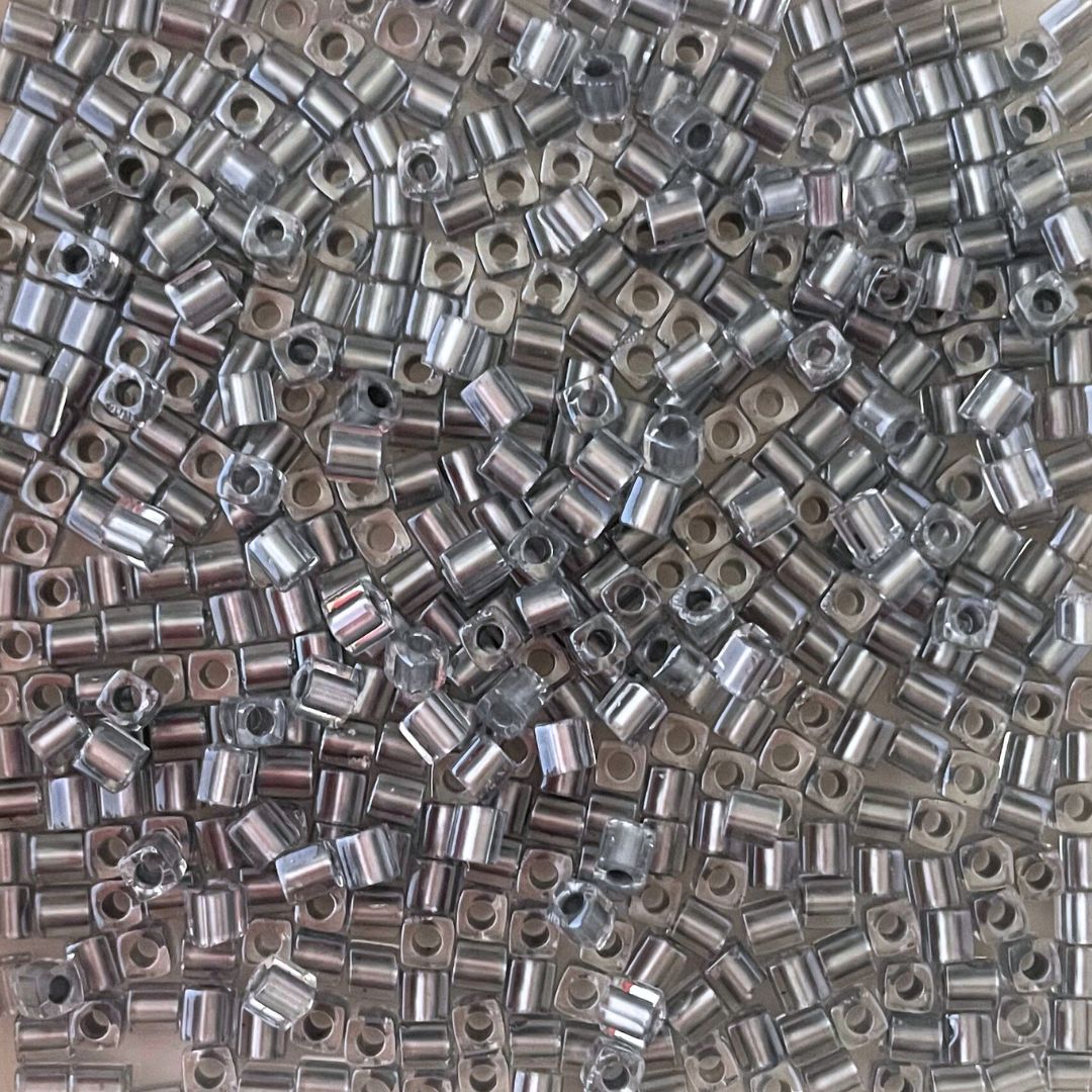 3mm Miyuki Cube Bead Colour Lined Silver Crystal