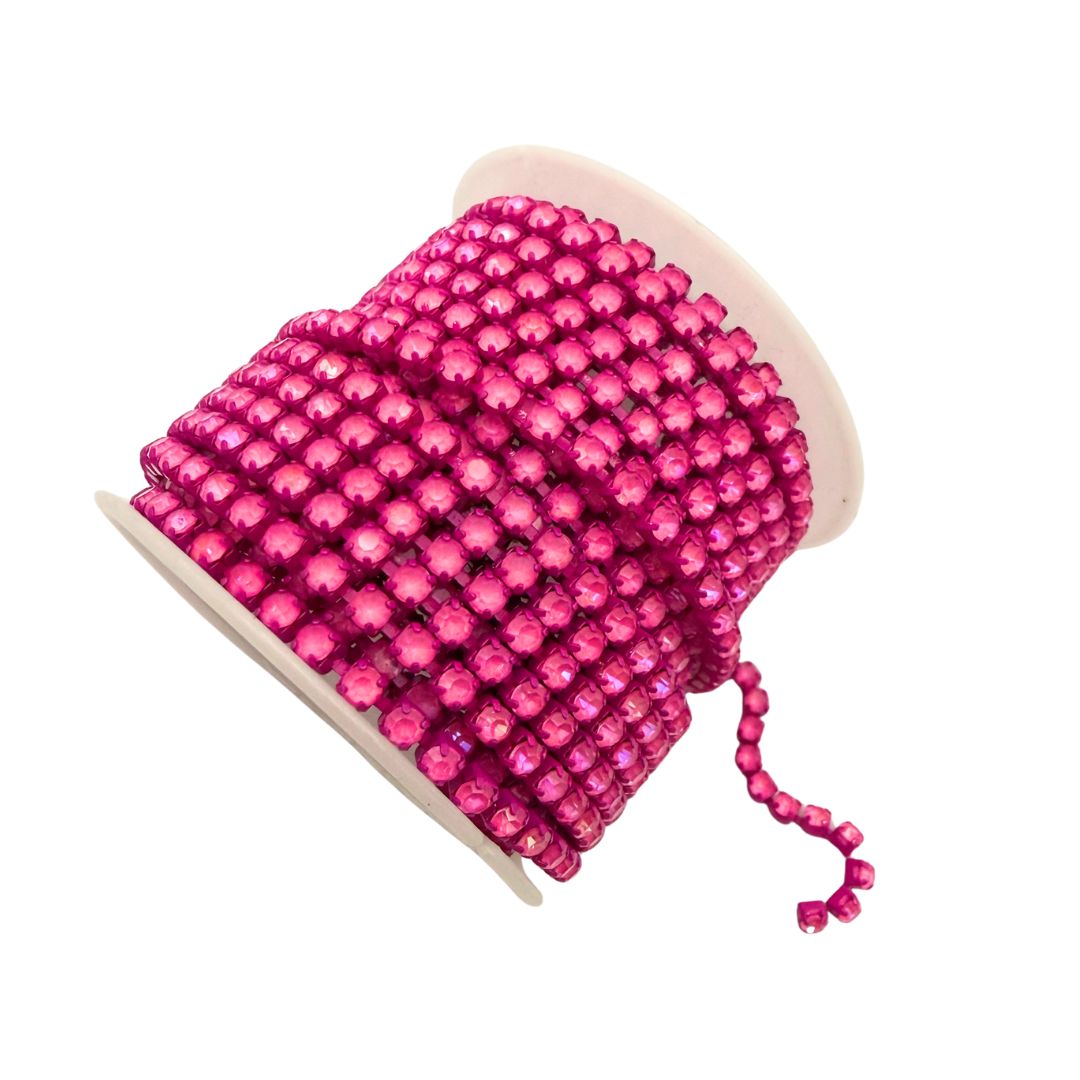 Rhinestone Cup Chain 3mm Fluro Pink