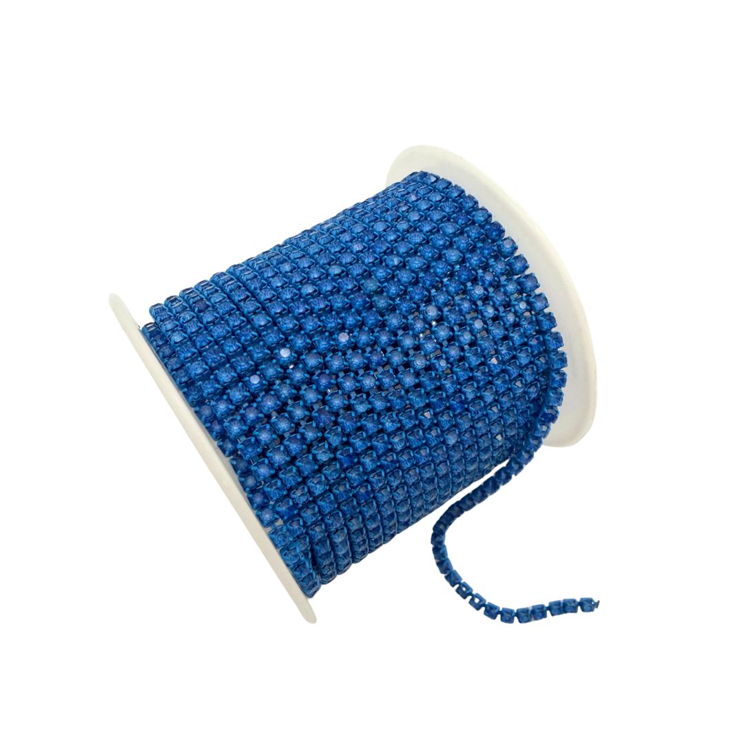 Rhinestone Cup Chain 2mm Blue