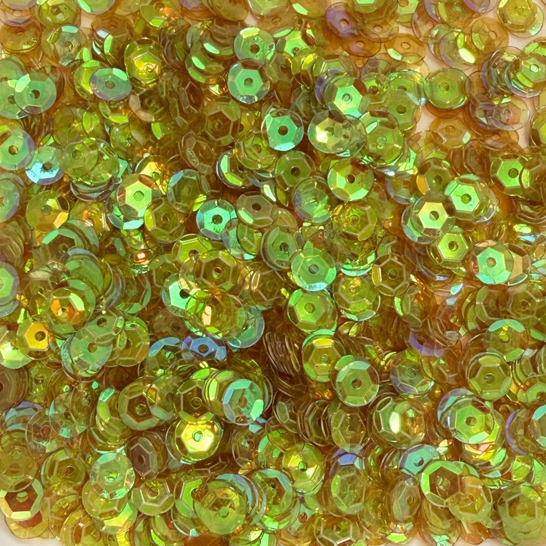 7mm Round Cup Shaped Sequins - Transparent Topaz AB