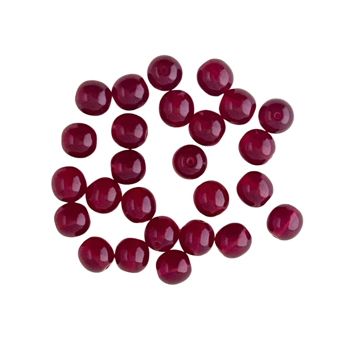 8mm Czech Glass Round Bead Transparent Garnet