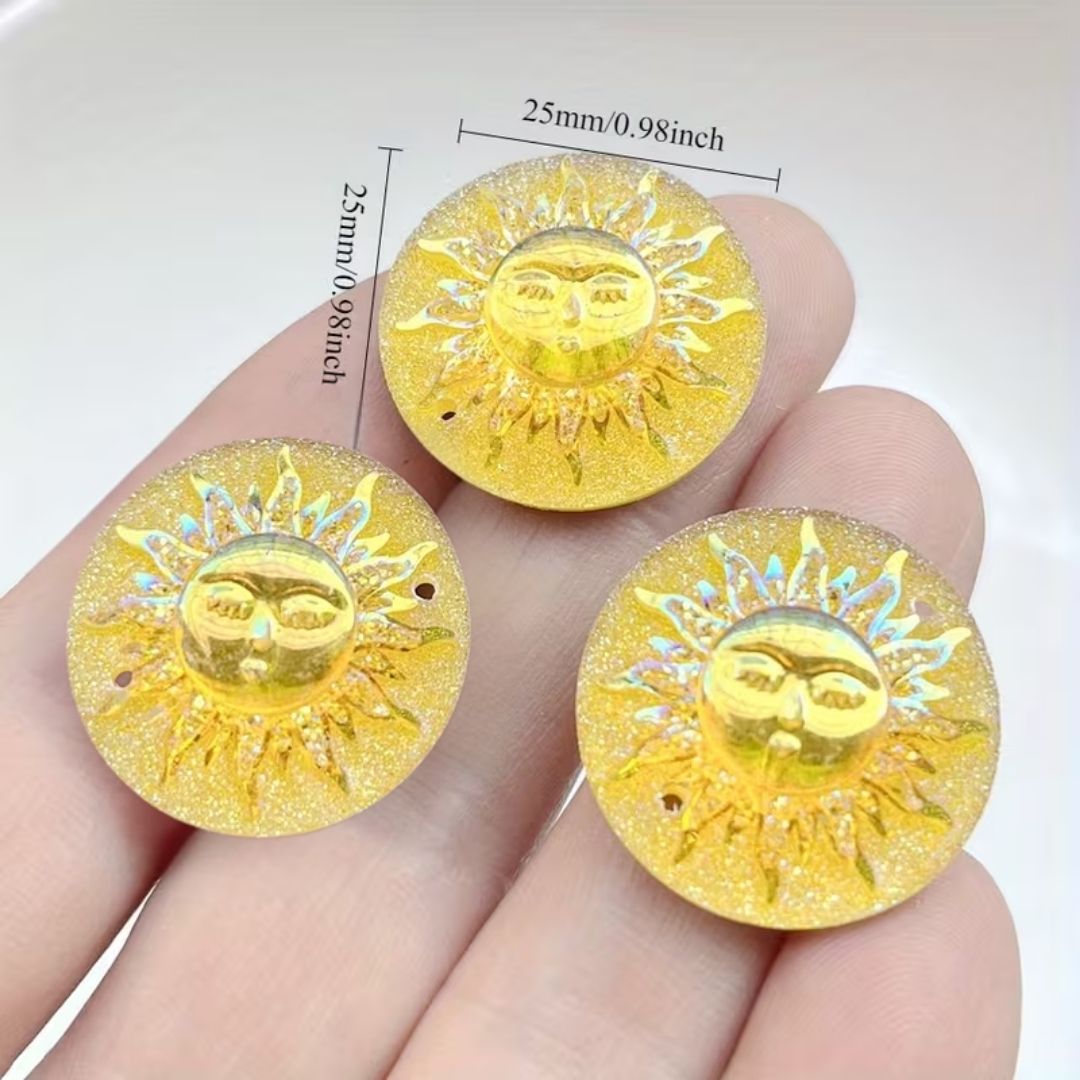 Sparkly Sun Cabochon 25mm Round, Acrylic Druzy