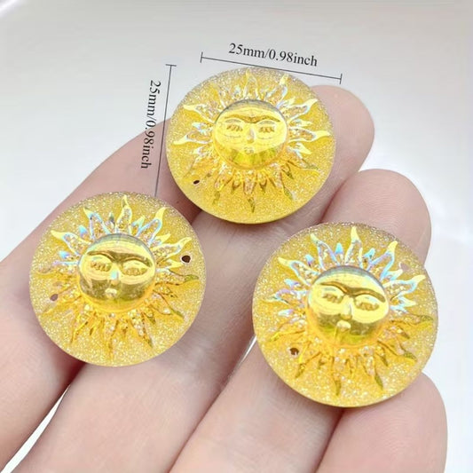 Sparkly Sun Cabochon 25mm Round, Acrylic Druzy