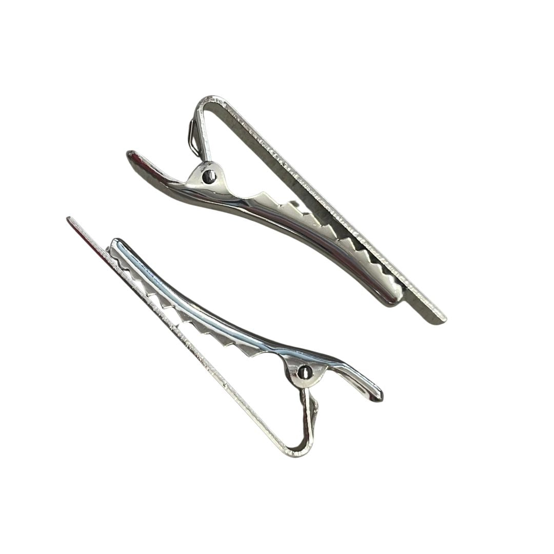 Alligator Spring Hair Clip 45mm long with 40mm Flat Side Silver