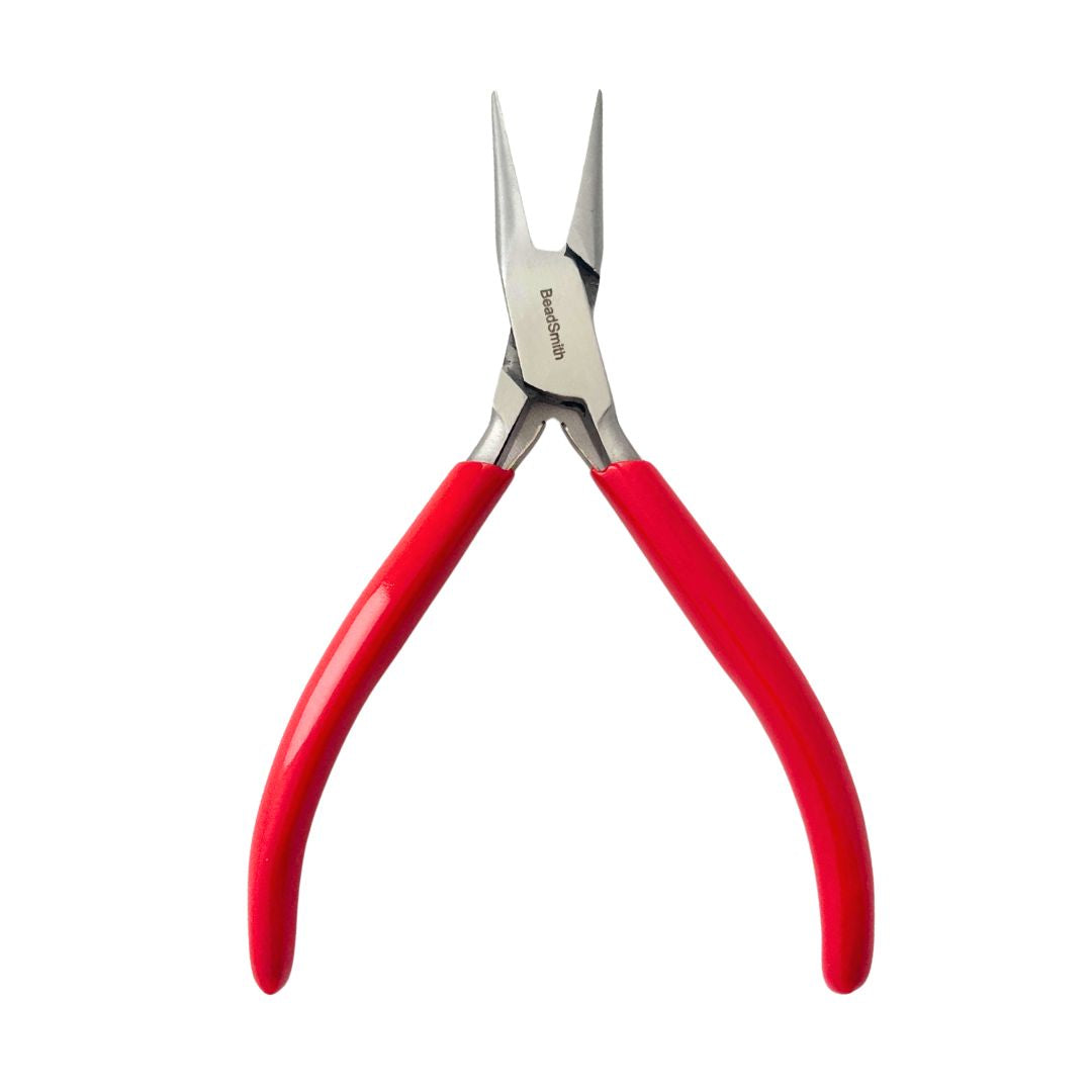 Beadsmith Chain Nose Pliers with Red Slimline Handles