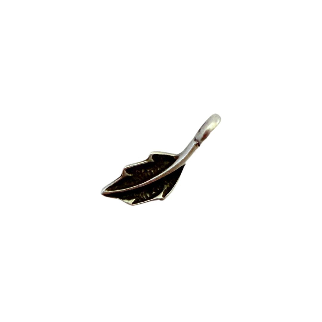 Charm, Leaf, 18x5mm Silver