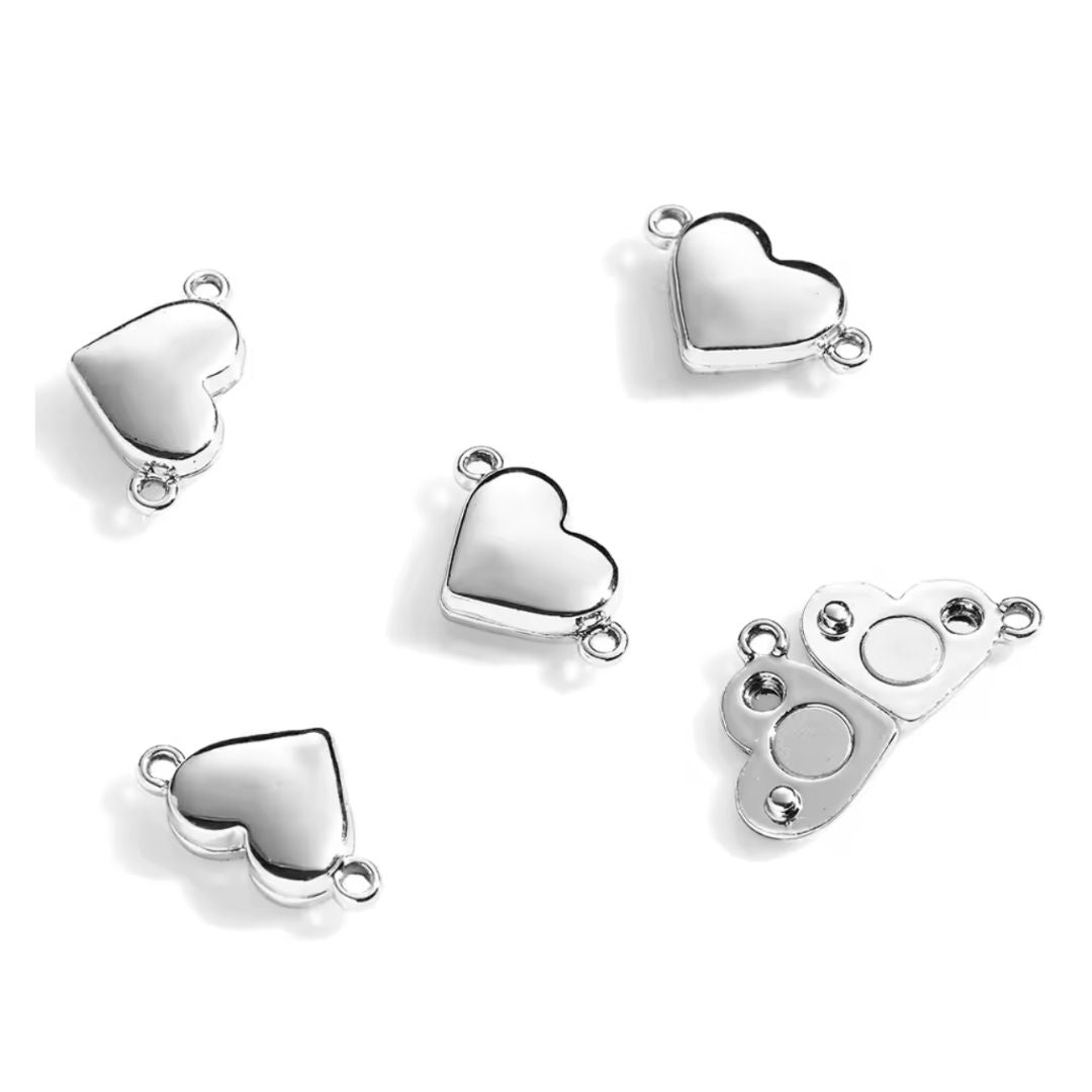 Clasp Magnetic Heart 19x11mm Silver