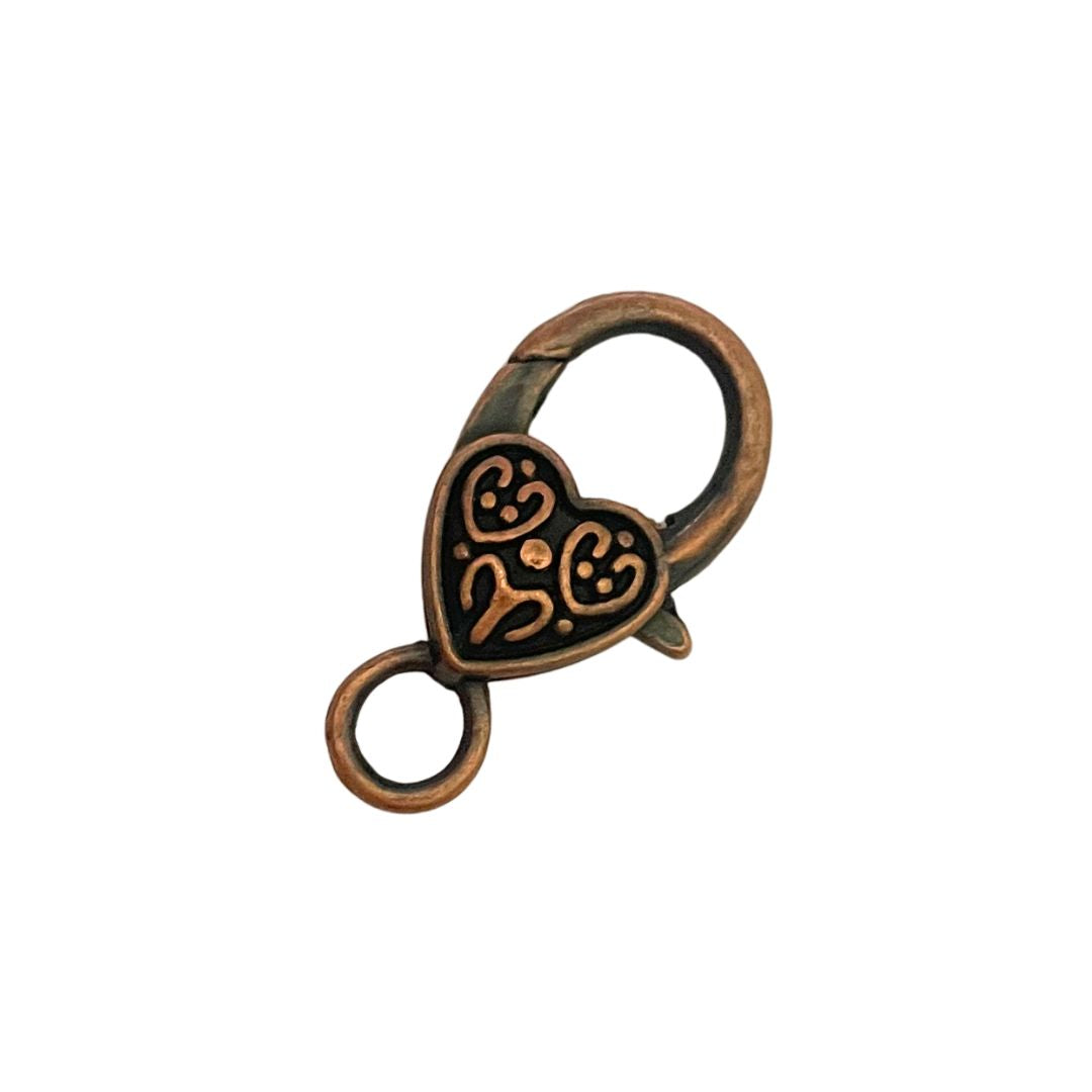 Clasp, Heart Shaped Lobster 25x12mm Antique Copper