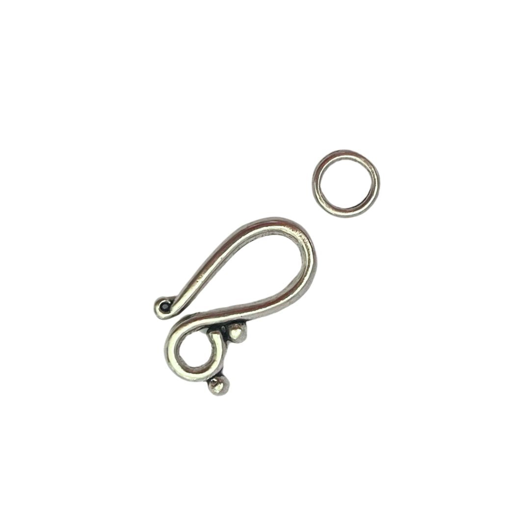 Clasp, Hook and Loop, 20x10mm Antique Silver