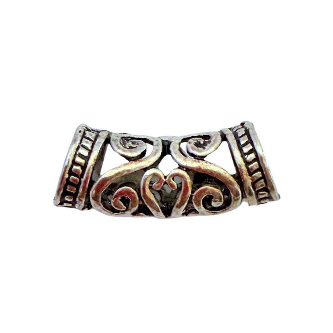 Curved Spacer Bead Tube Focal 25mm Wide and 6mm ID Antique Silver