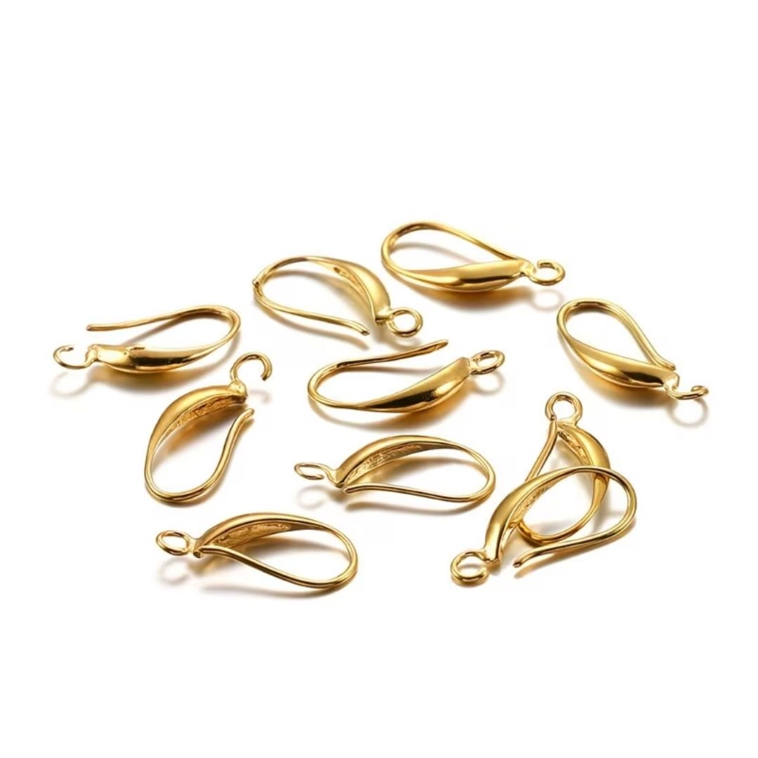 Elegant Earring Hooks 18x8mm Gold