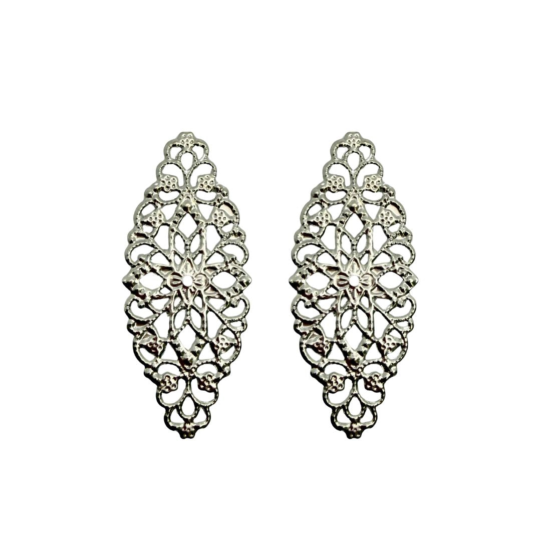 Filigree Finding Medium With Flowers and Swirls 60x26mm Silver