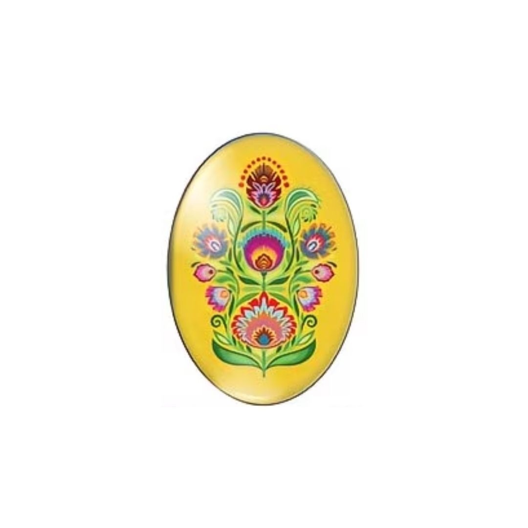 Folk Art Cabochon 25x18cm Yellow with Flowers