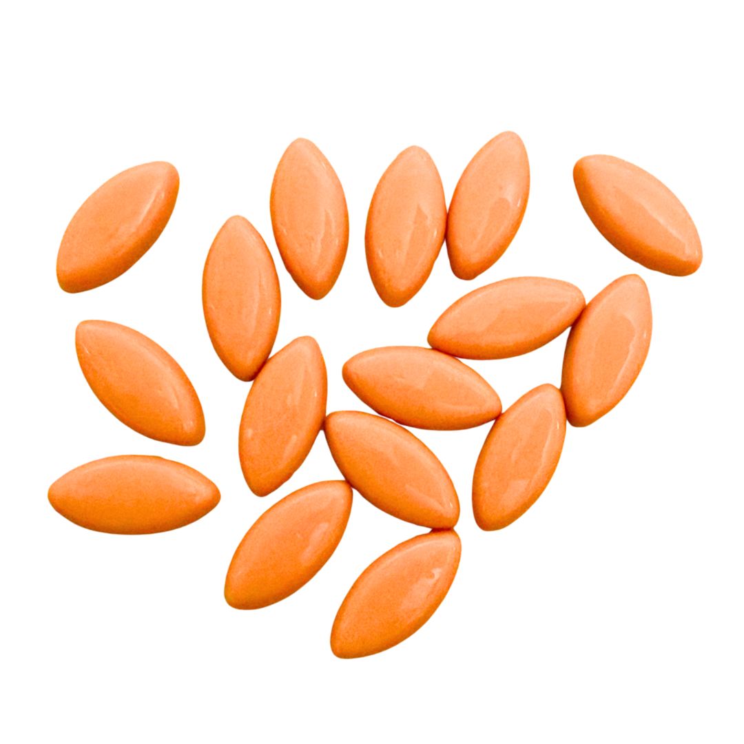 Glass Cabochon Navette Shape 20x10mm Orange