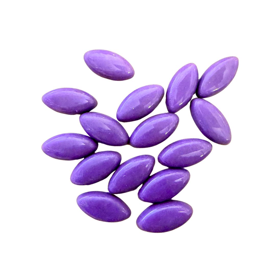 Glass Cabochon Navette Shape 20x10mm Purple