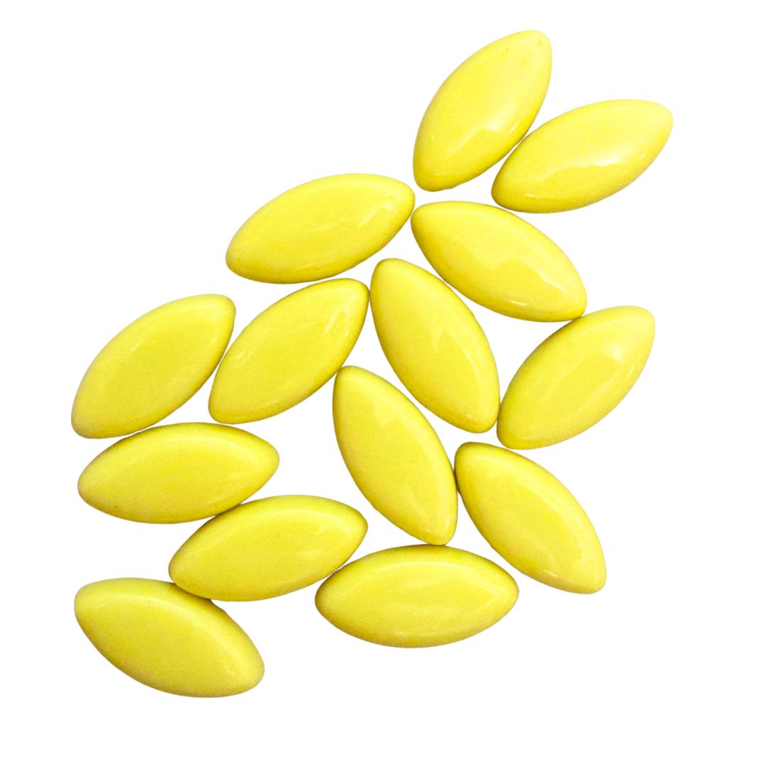 Glass Cabochon Navette Shape 20x10mm Yellow