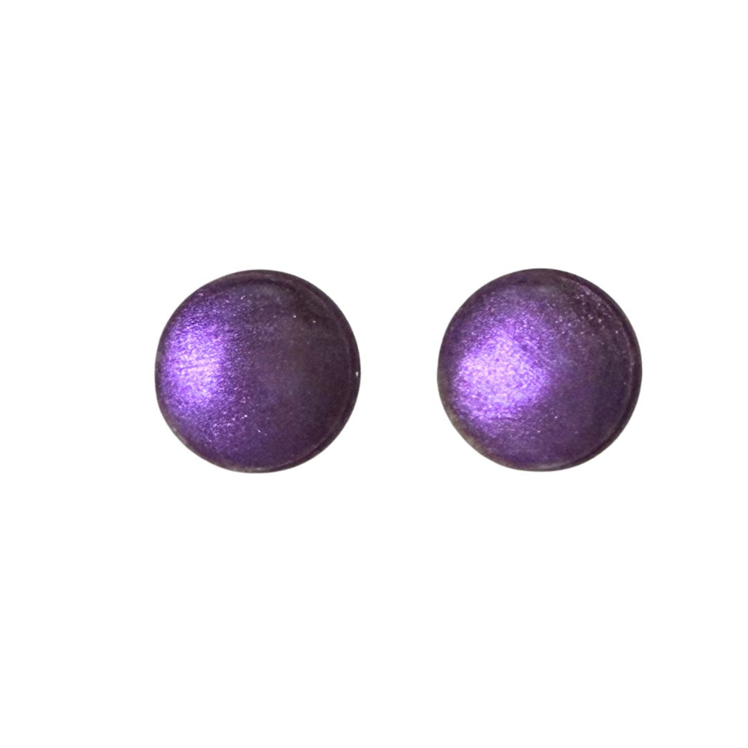 16mm Hand Painted Round Domed Glass Cabochon Metallic Violet