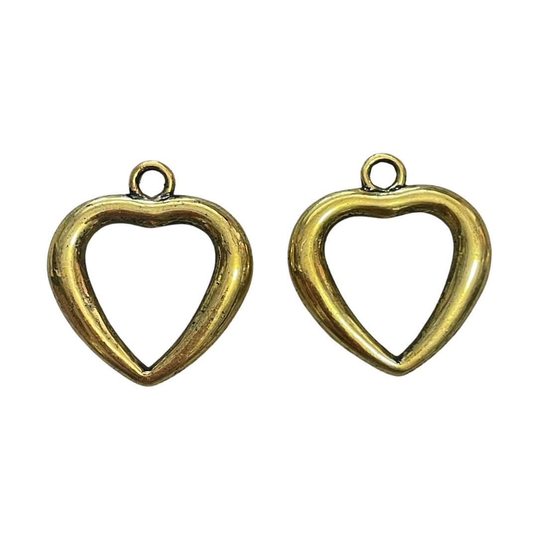 Heart Charm Metal Shape Large 26x24mm Antique Gold