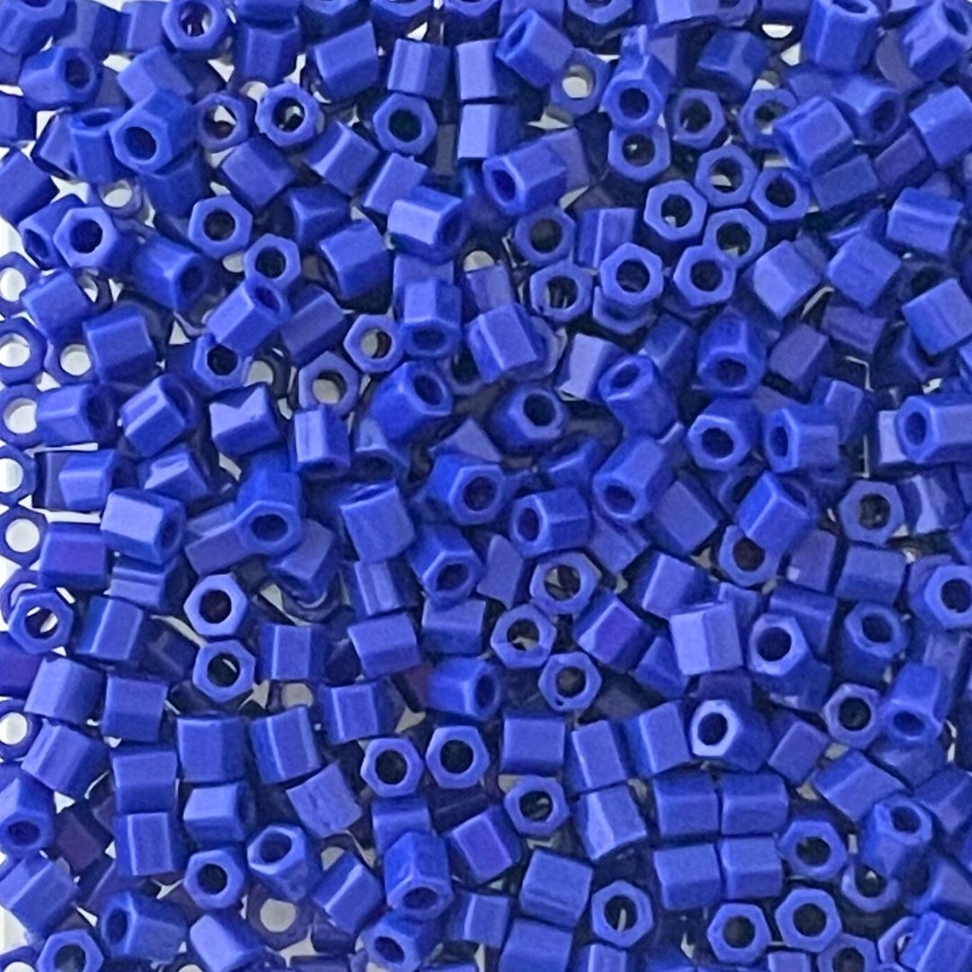 Hex Shaped Miyuki Seed Bead Size 8 Opaque Cobalt