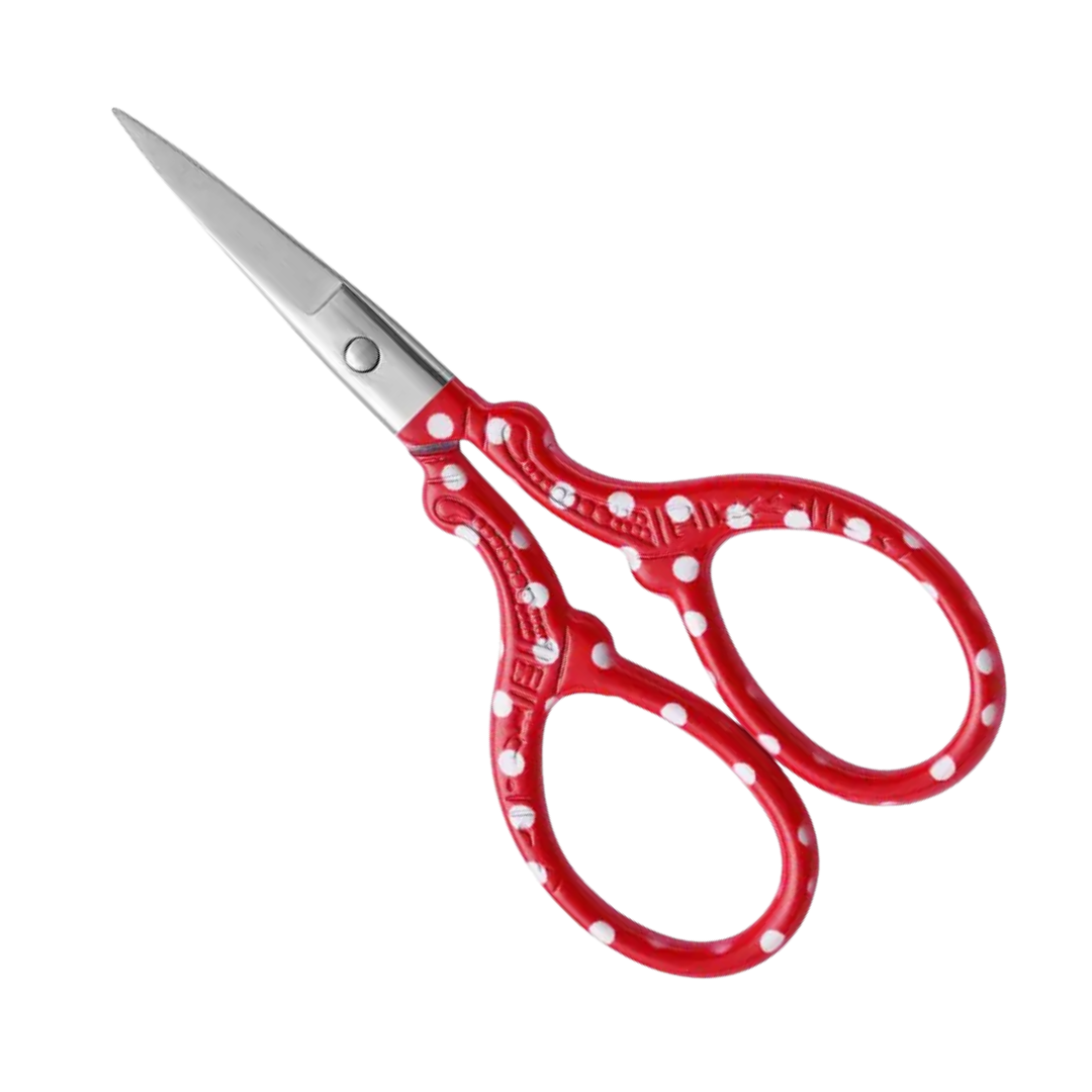 Embroidery Scissors Red with White Polka Dots