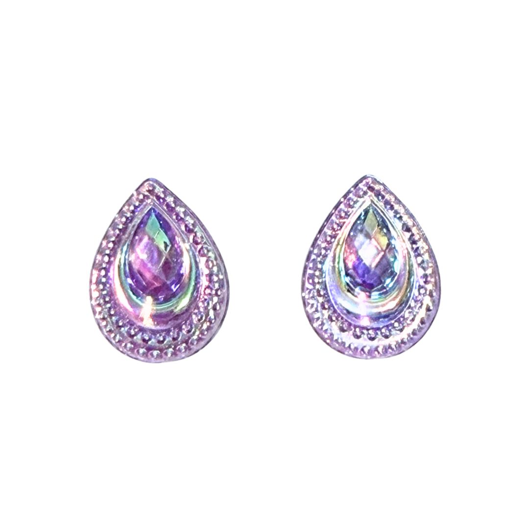 Lilac Peacock Feather Resin Druzy Cabochon 13x18mm