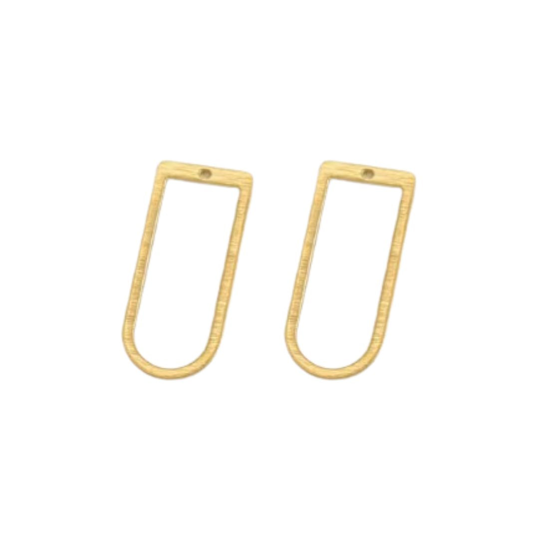 Metal D Shape, 12x30mm, Brushed Brass with centre drilled hole
