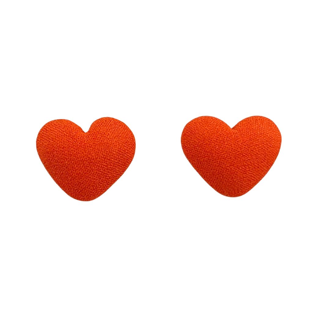 Orange 18x15mm Fabric Heart Cabochon, pack of 2