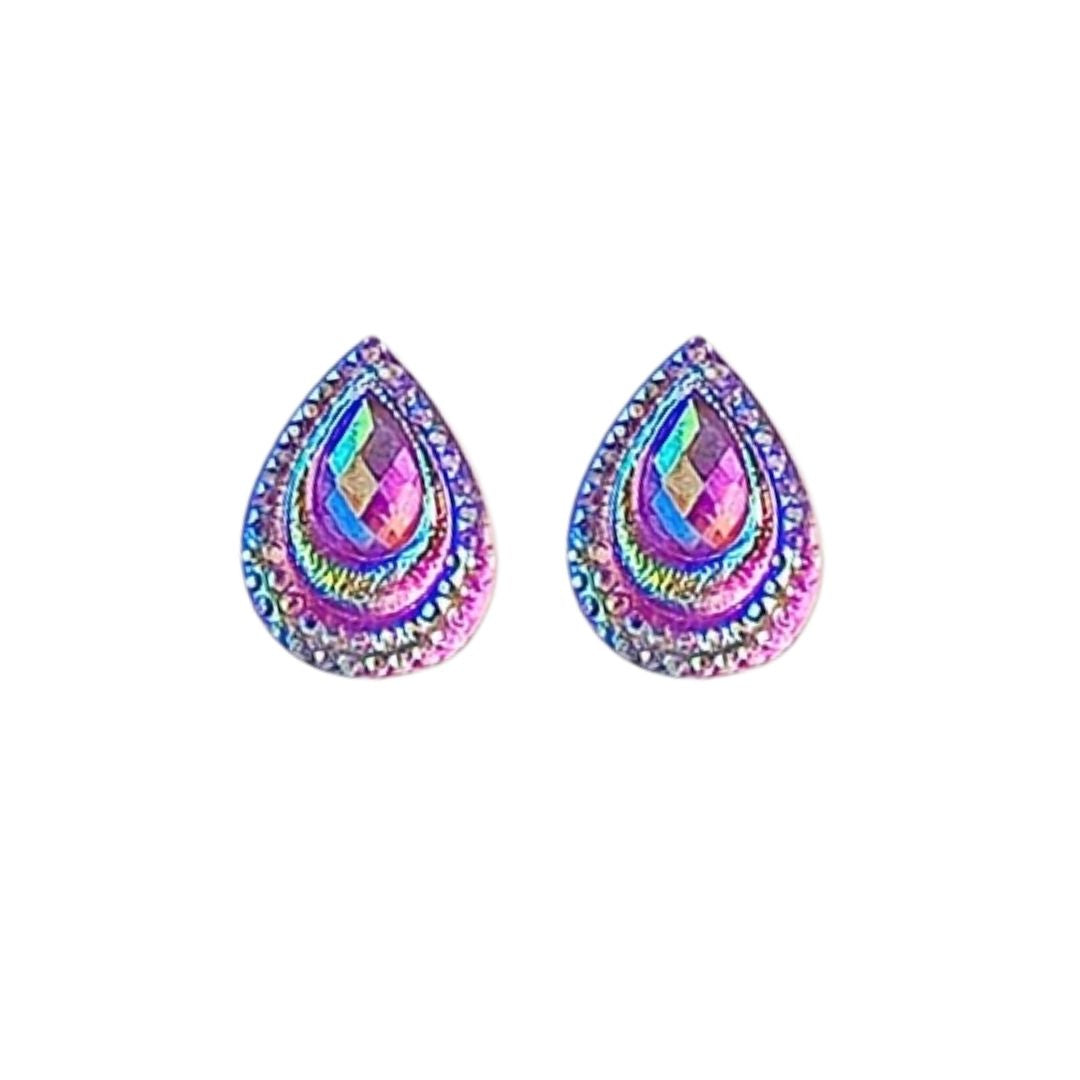 Purple Peacock Feather Resin Druzy Cabochon 13x18mm