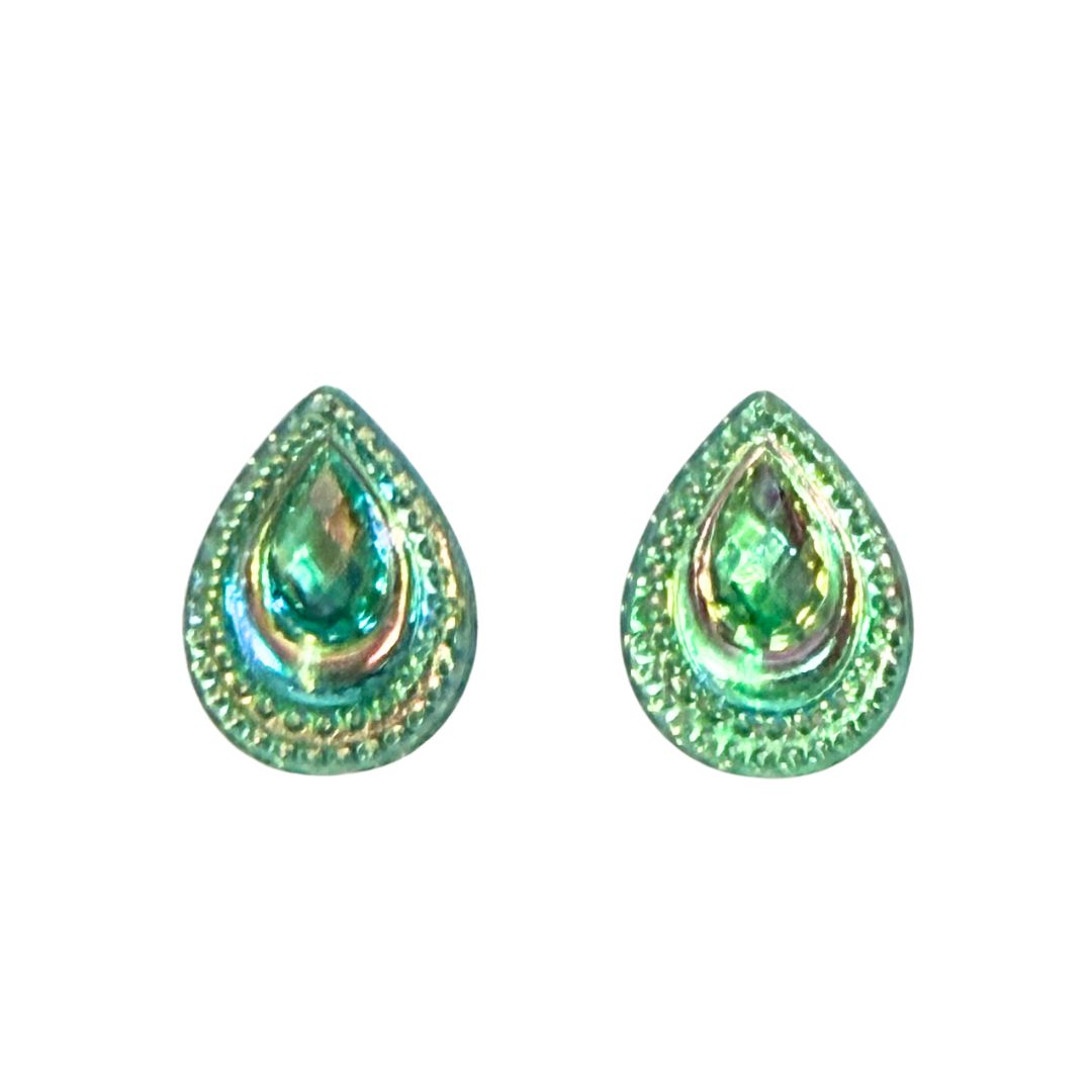 Peridot Peacock Feather Resin Druzy Cabochon 13x18mm