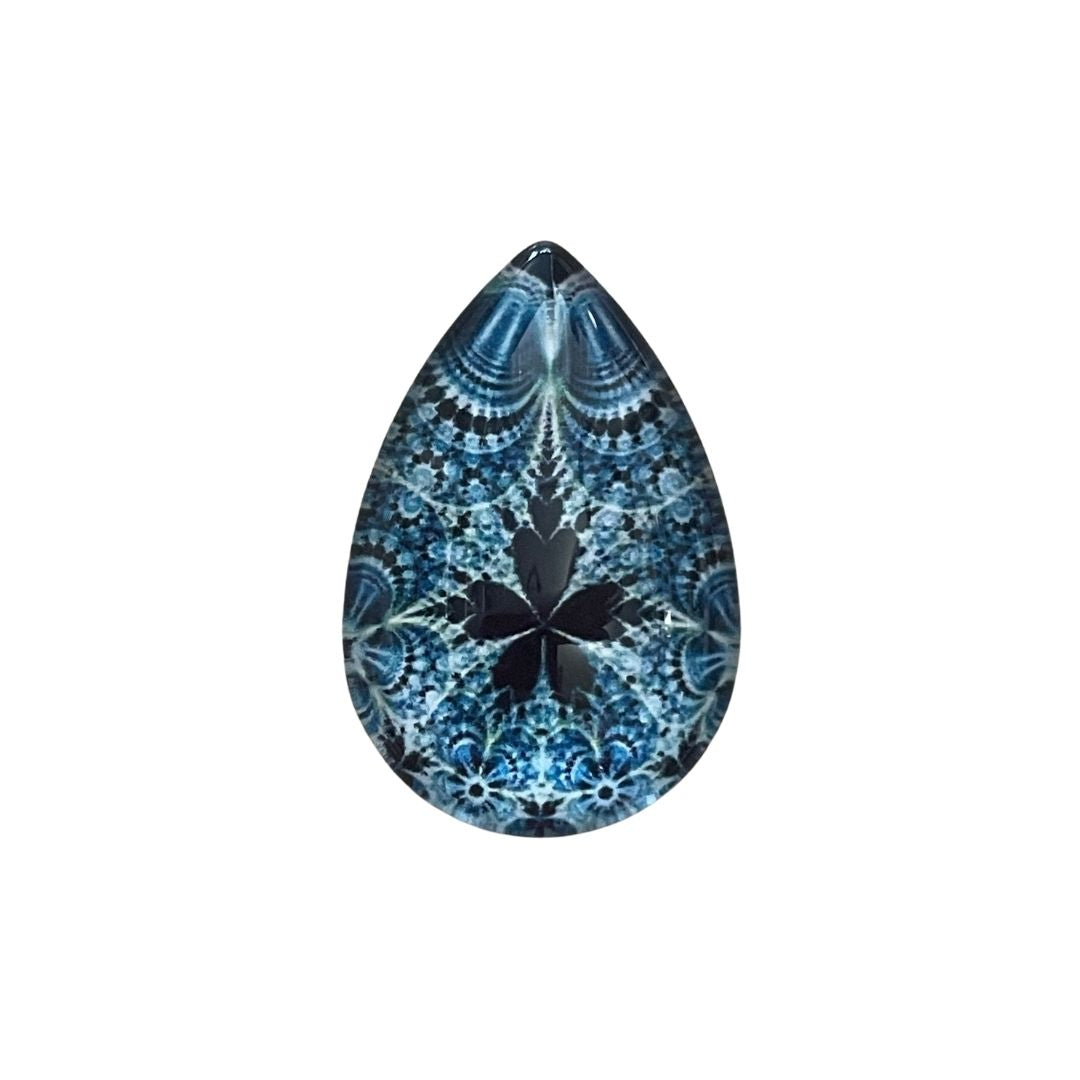 20x30cm Drop Shaped Domed Glass Picture Cabochon Kaleidoscope Blue