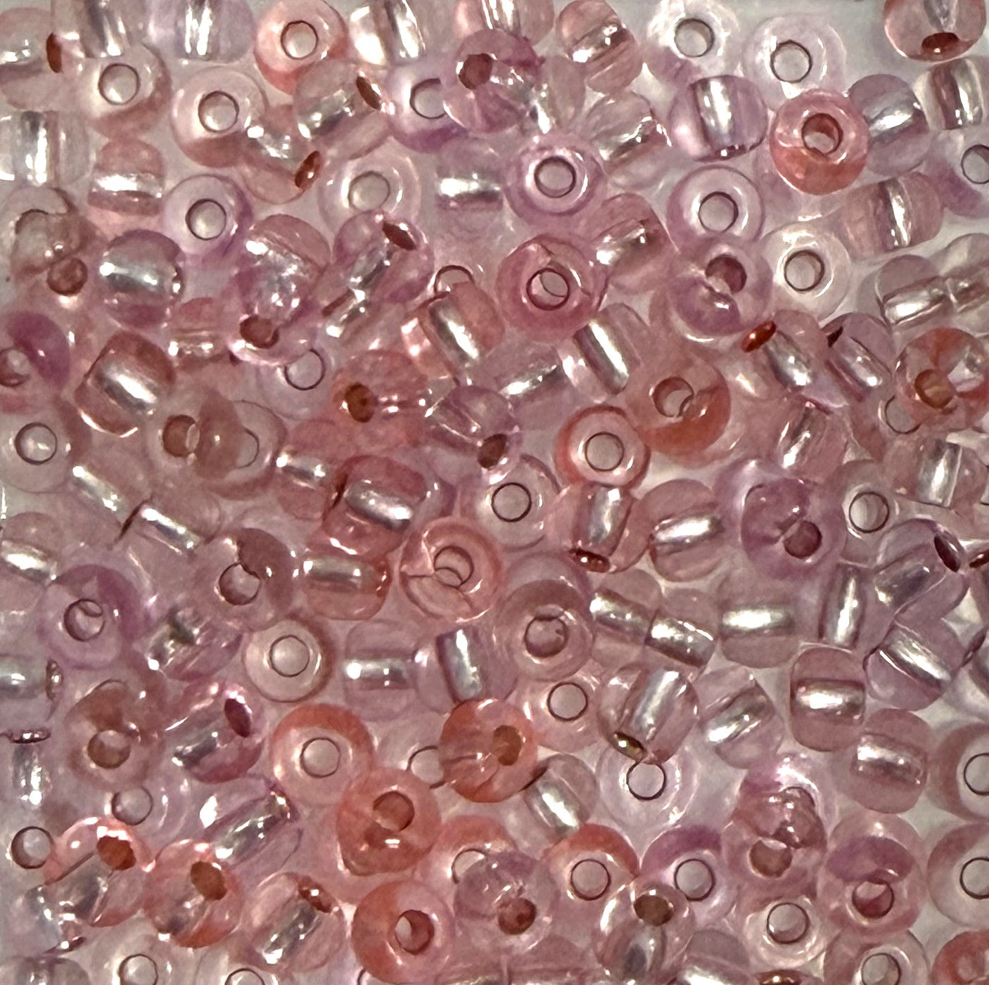 Preciosa Size 6/0 Czech Glass Seed Beads - Silverlined Pale Pink Mix