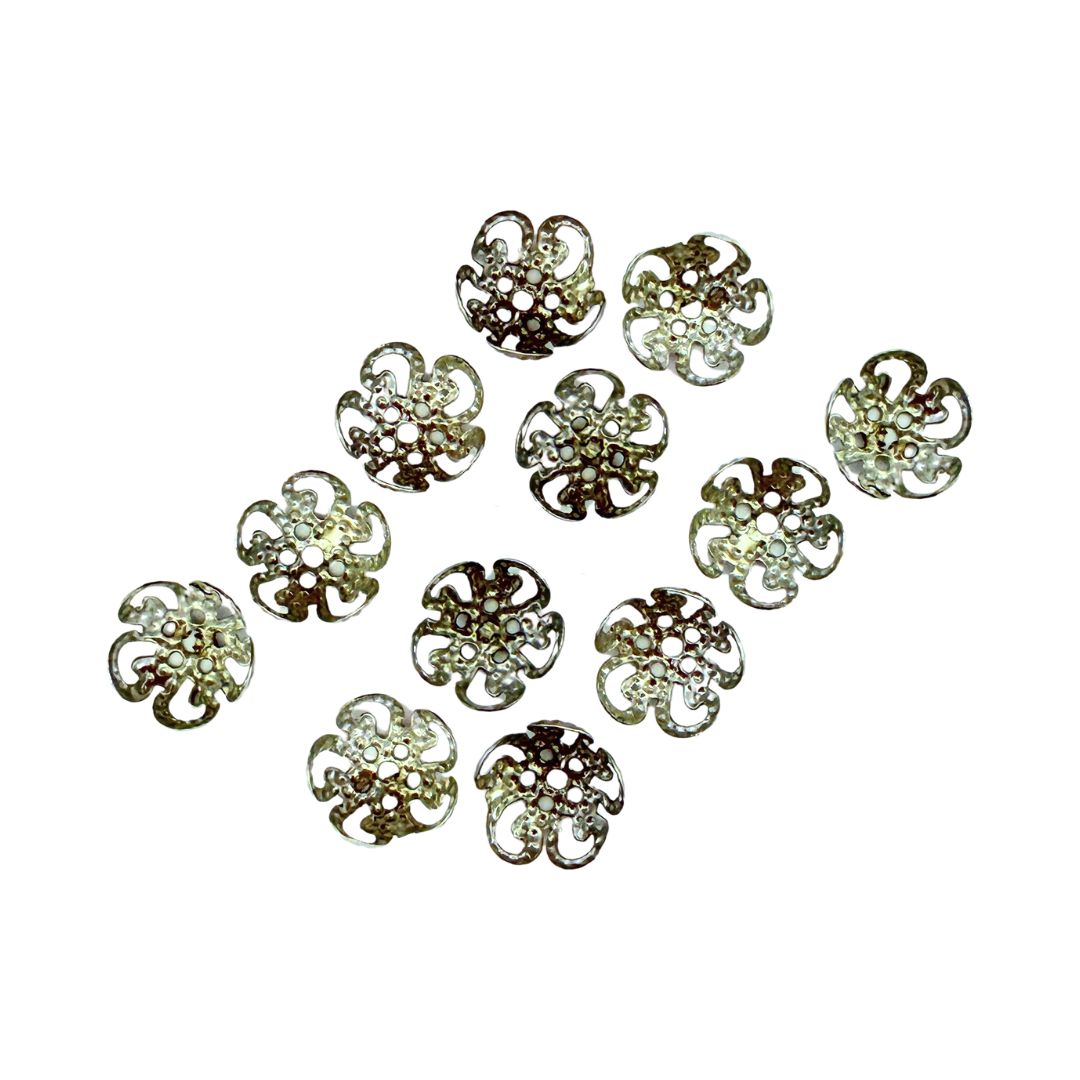 Swirl Bead Caps 8mm round, Antique Silver