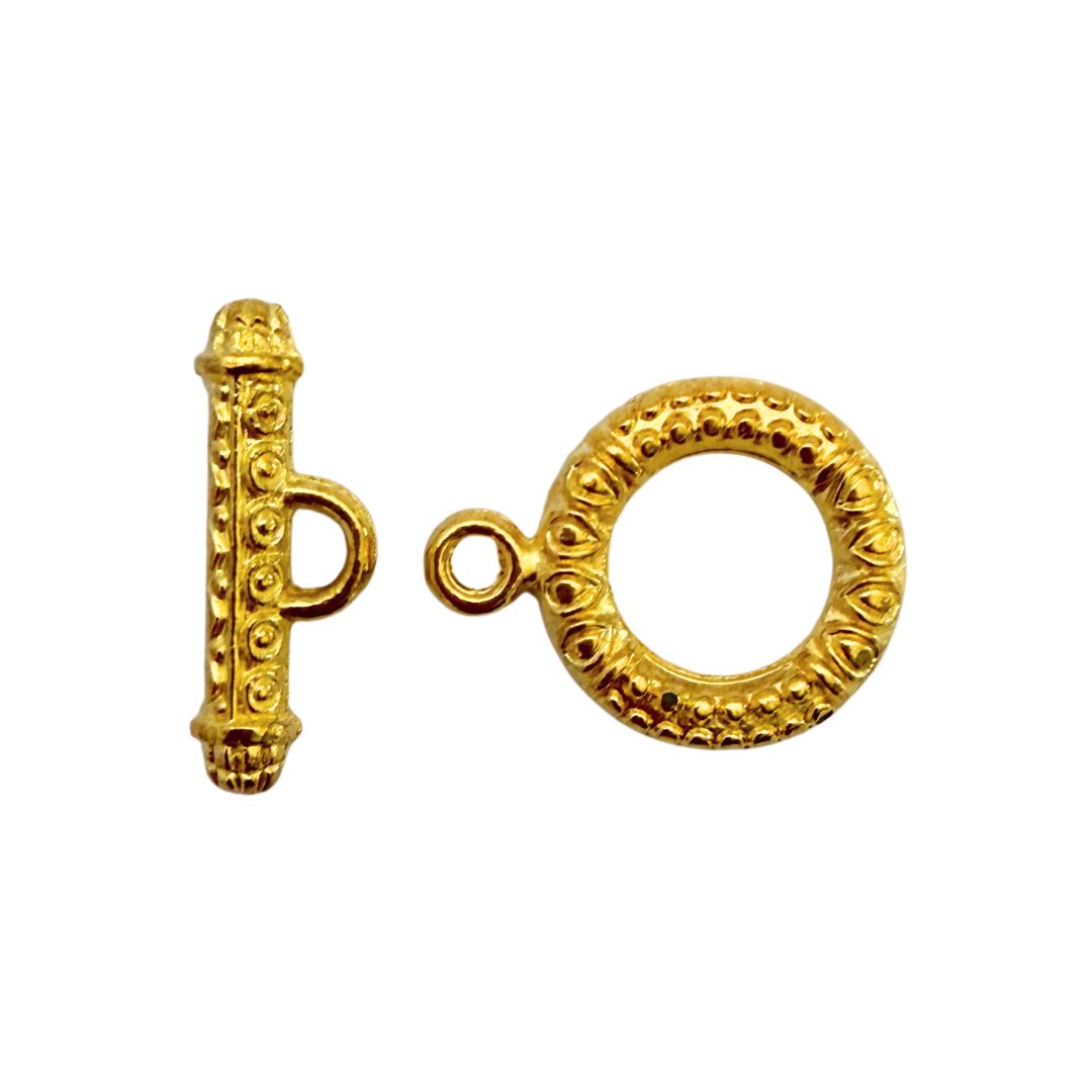 Toggle Clasp 17x23mm Loop, 7x23mm Bar Gold with Embossed Detail