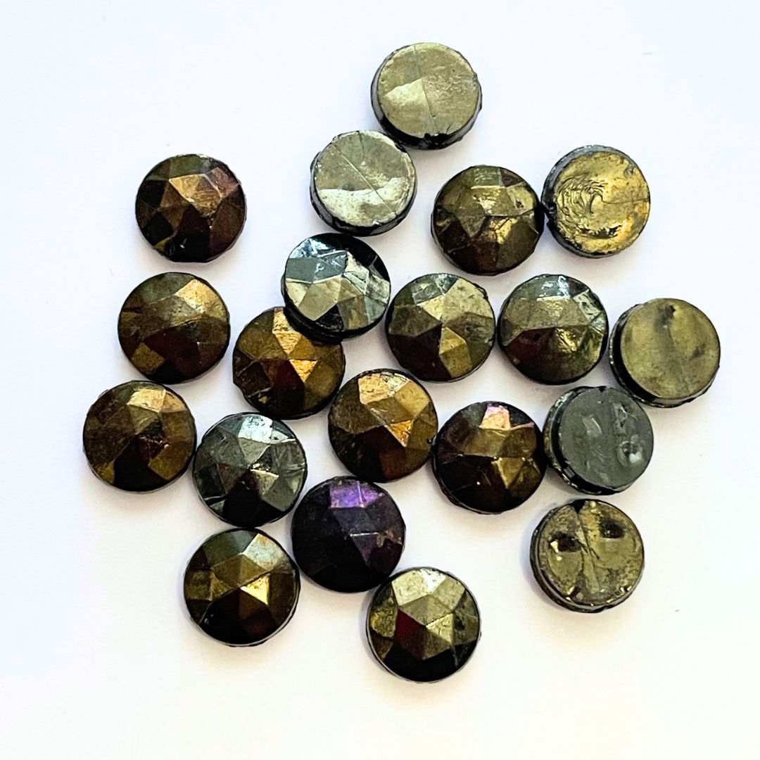 Pressed Glass Vintage Nail Head Beads 9mm Brown Iris, Pack of 20