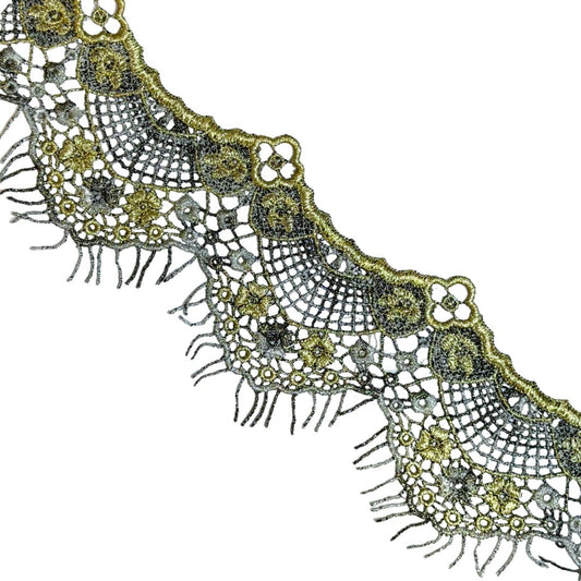 Vintage Lace Metallic Gold and Silver, 8.5cm wide, sold per meter